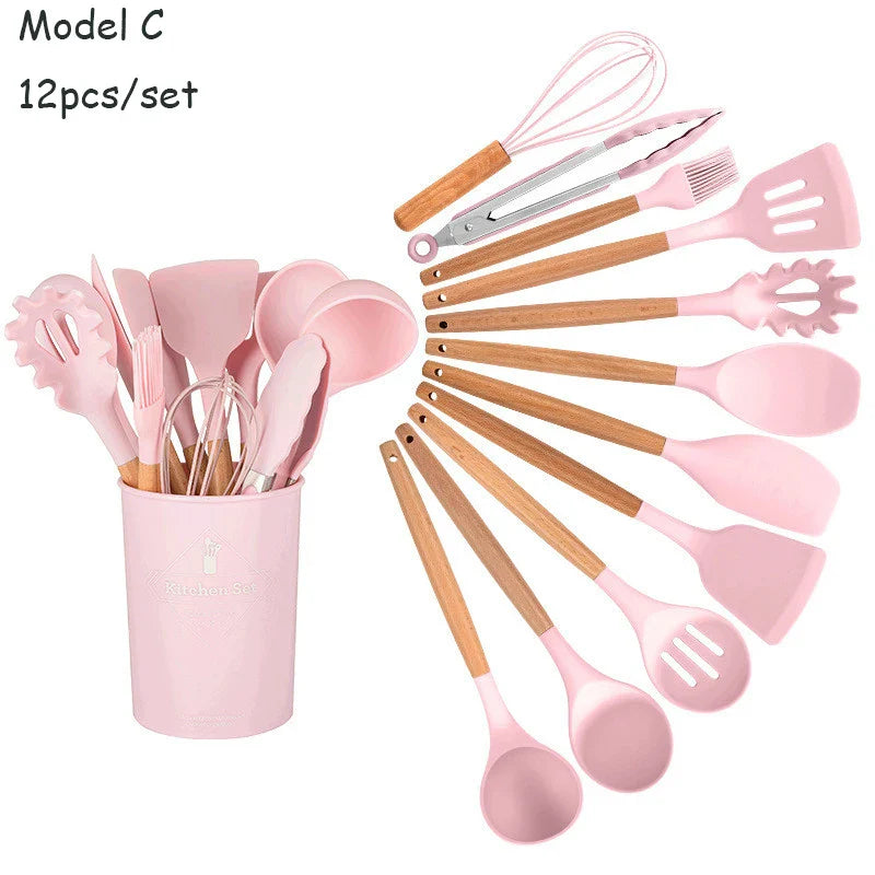 Cravinc 12-piece Silicone Kitchenware Set including Food Tongs