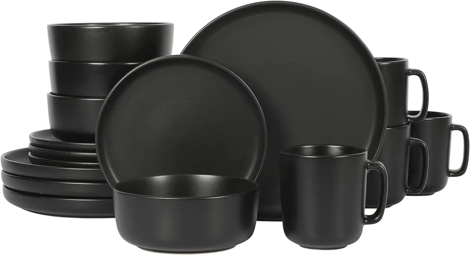 Cravinc 16-Piece Round Matte Stoneware Dinnerware Set for 4, Green