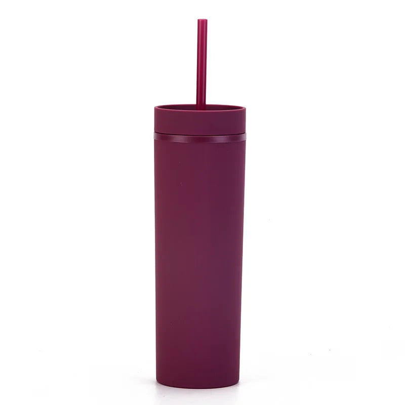 Cravinc 16oz Matte Acrylic Skinny Tumbler with Lid and Straw