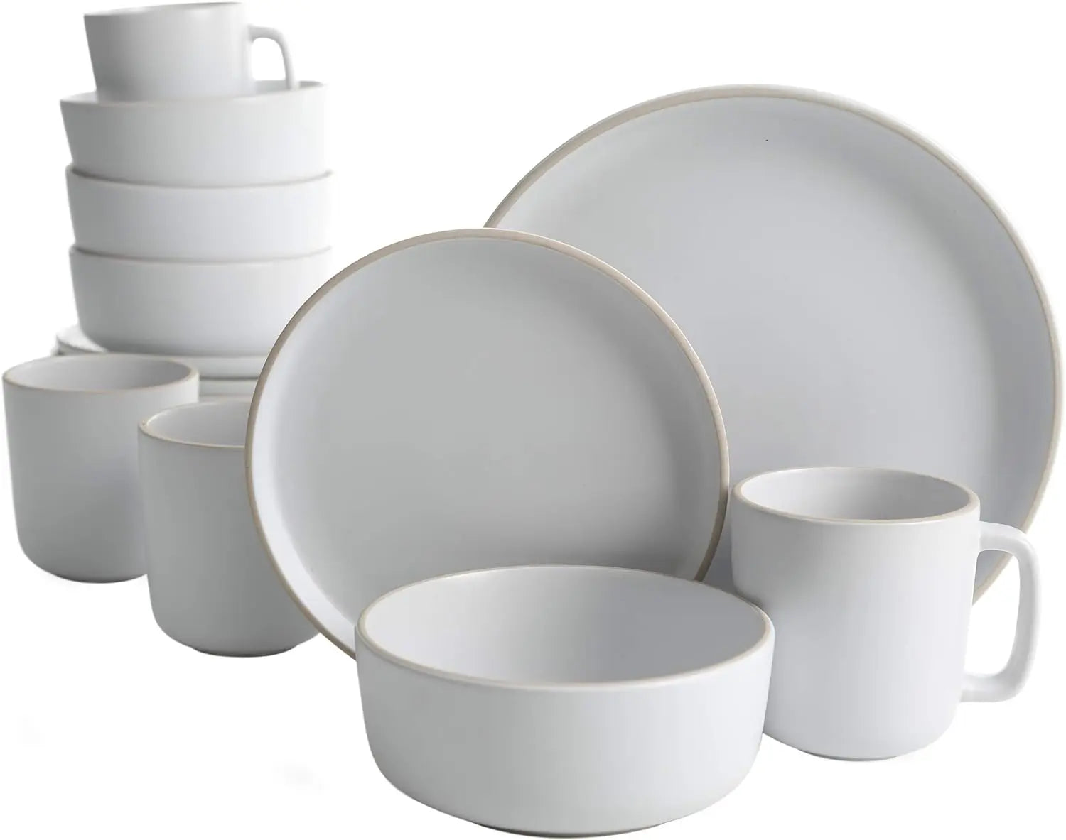 Cravinc 16-Piece Round Matte Stoneware Dinnerware Set for 4, Green