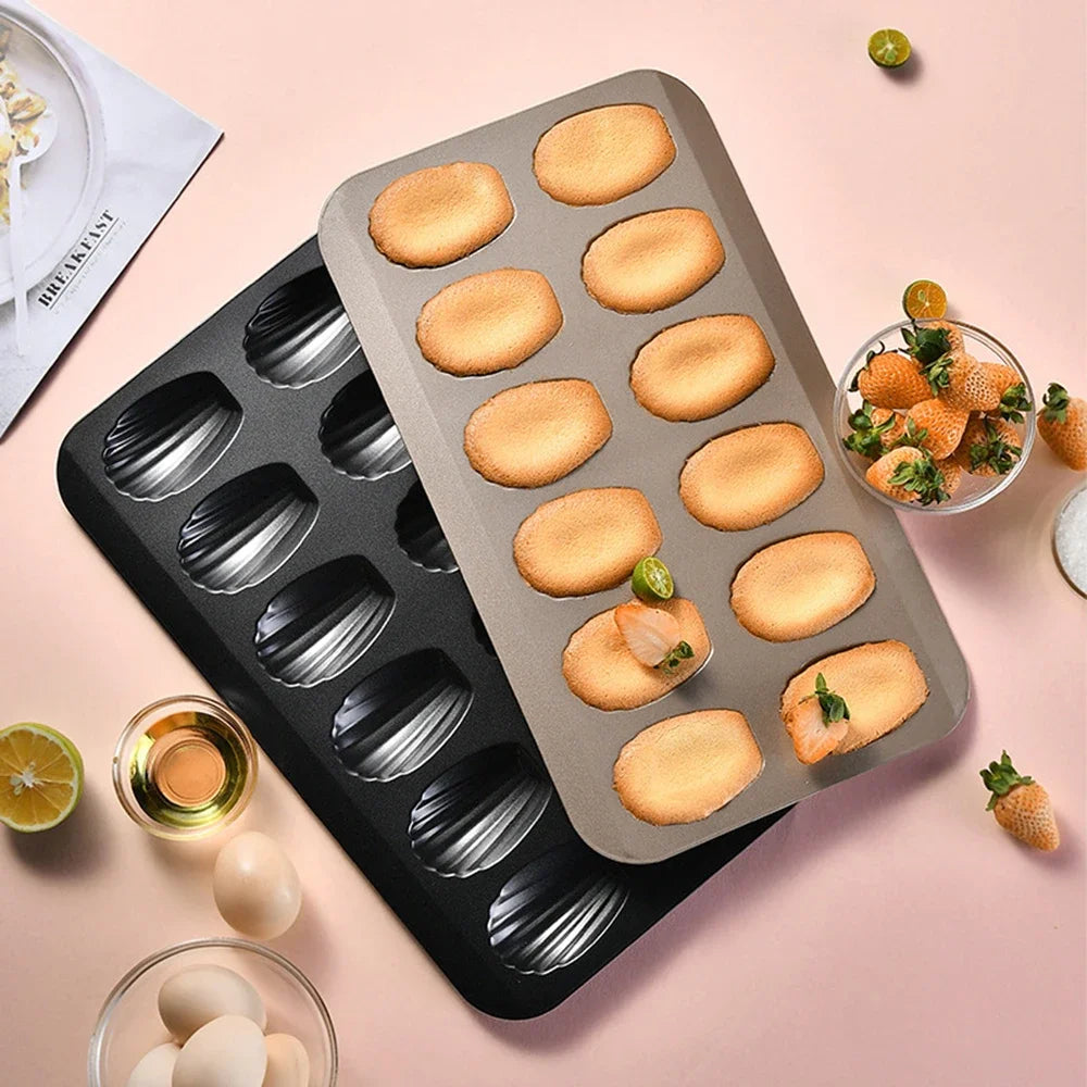 Cravinc 12-Hole Madeleine Tray Nonstick Mini Cake Mold Baking Pan Shell Shaped