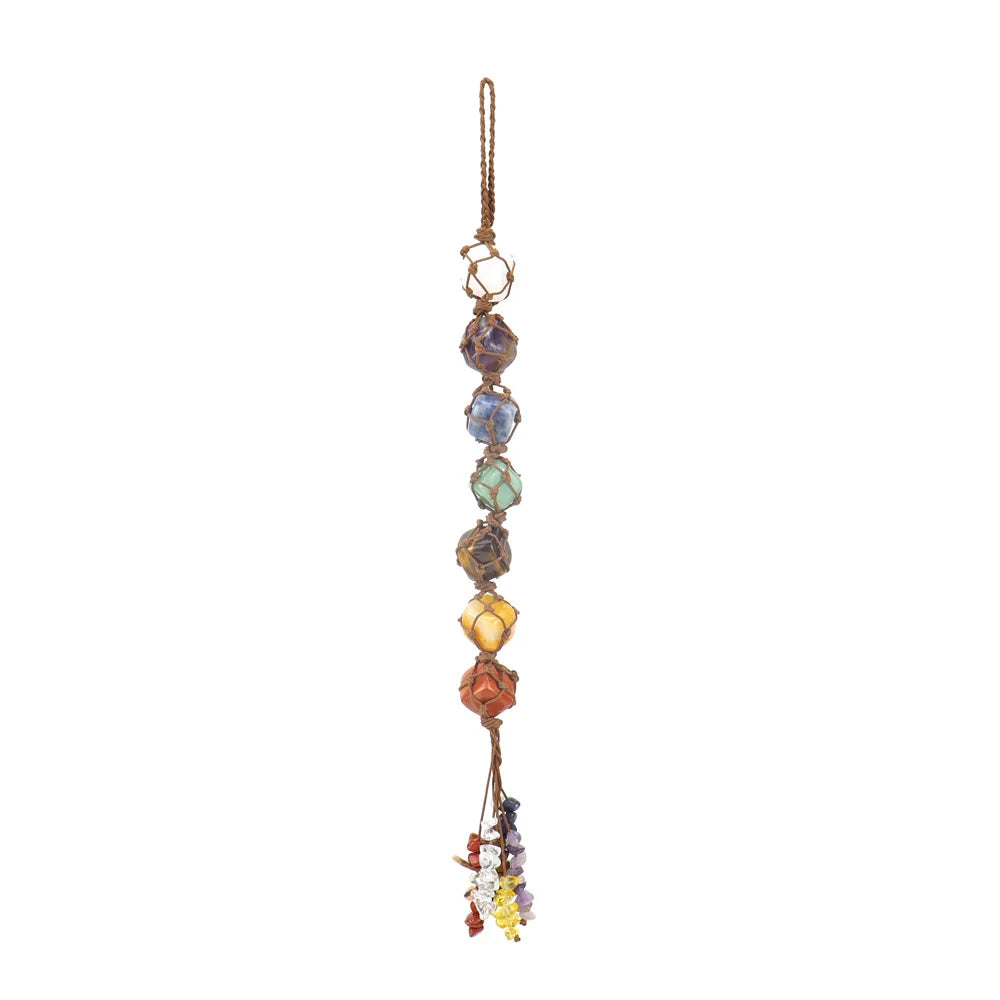 Colorful Crystal Raw Stone Weaving Car Hanging Decoration by Cravinc