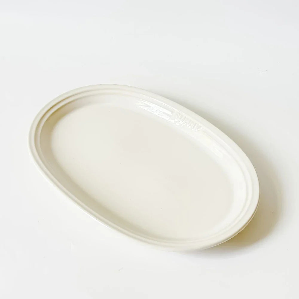 Cravinc 12in Oval Ceramic Serving Platter - Ideal for Dessert, Appetizer, Meat, and Entertaining