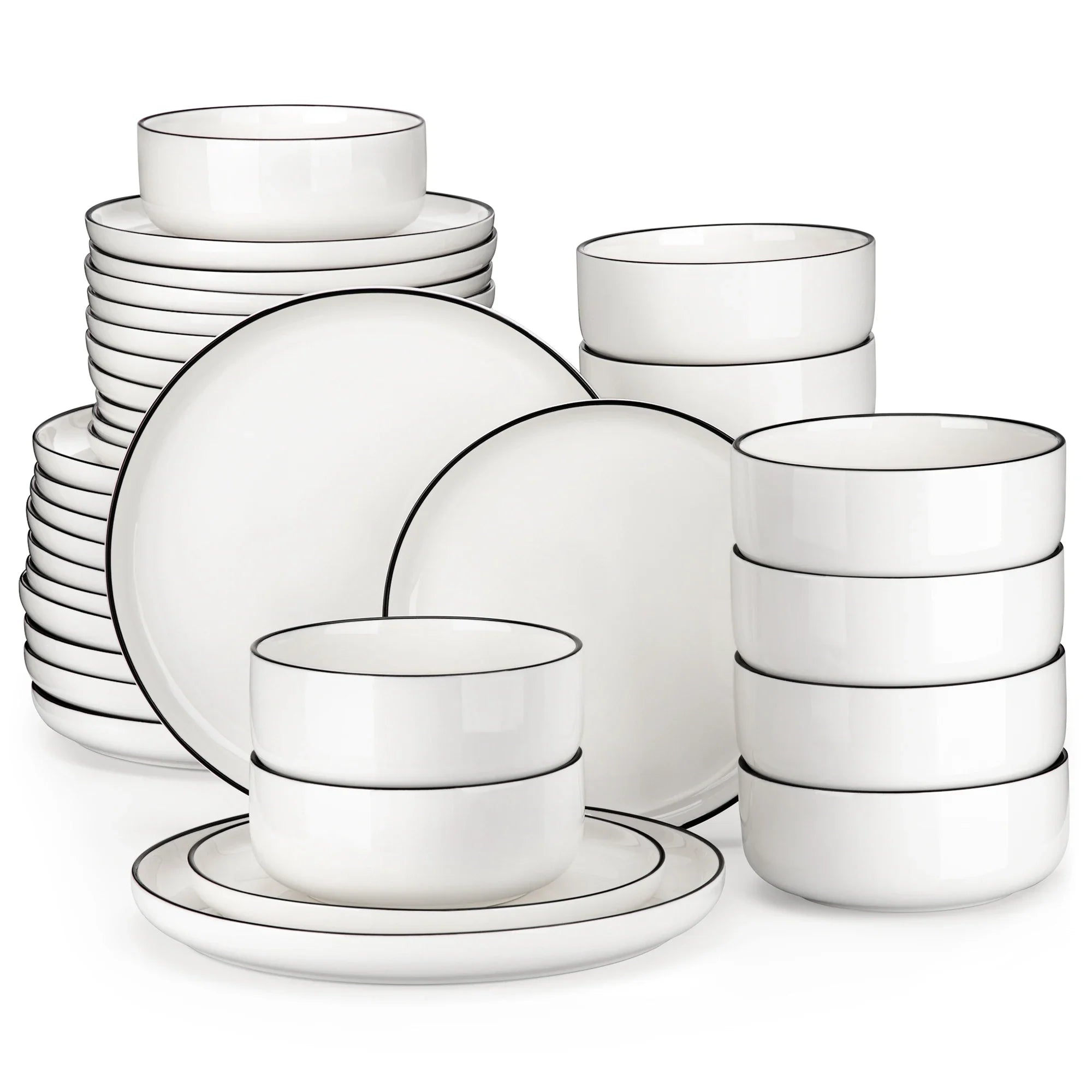 Cravinc 18/36-Piece Ceramic Plate Porcelain Dinnerware Set for 6/12