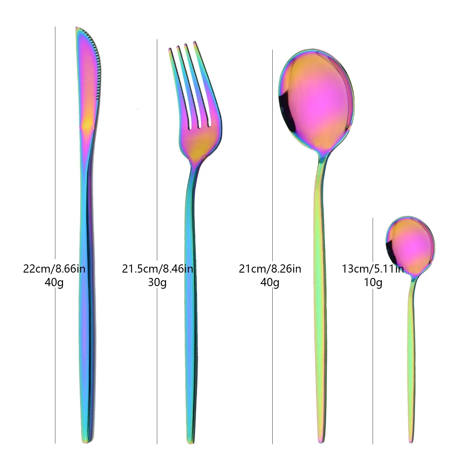 Cravinc 12Pcs Rainbow Silverware Cutlery Set Stainless Steel Luxury Flatware Fork Spoon Knife