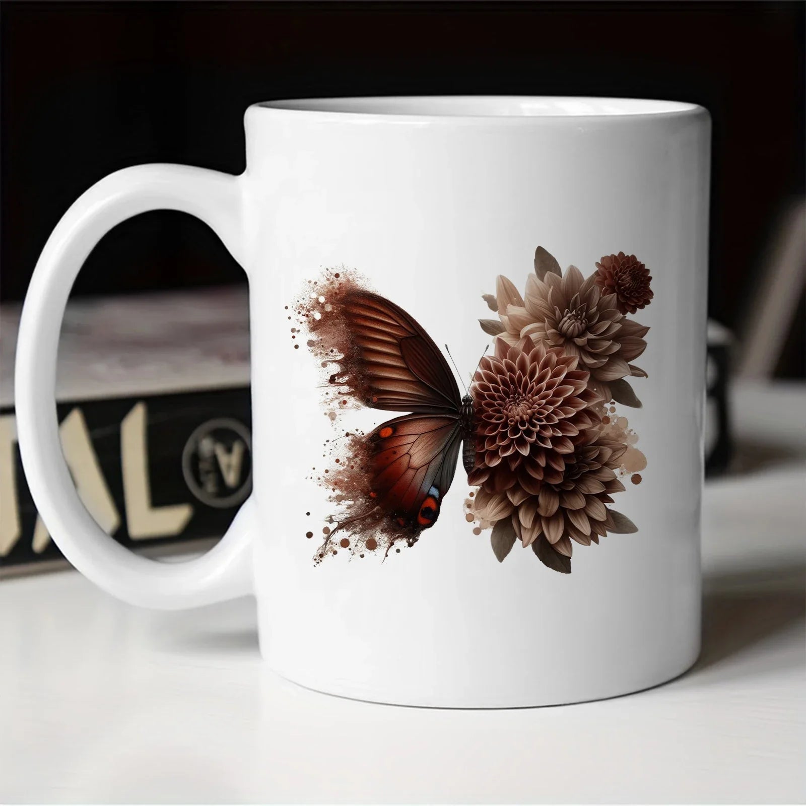 Cravinc 11oz Butterfly Pattern Ceramic Coffee Mug - Colorful Kitchen Drinkware