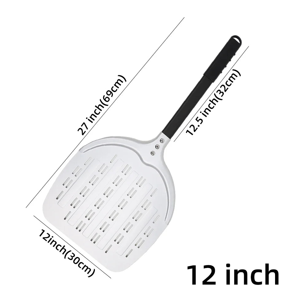 Cravinc 12" Aluminum Pizza Peel Perforated Paddle Nonstick Baking Tool