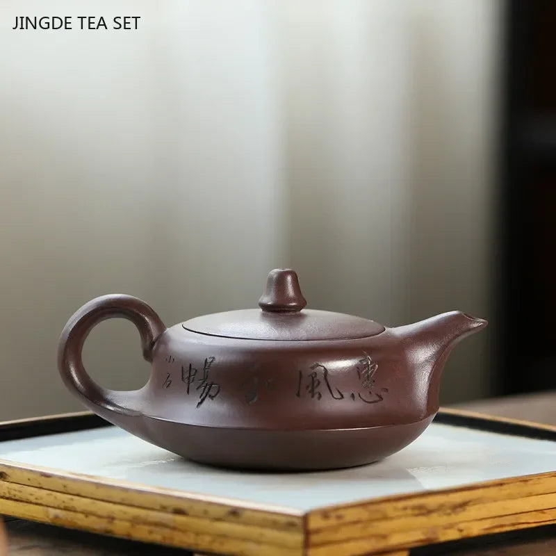 Cravinc 160ML Purple Clay Teapot Handmade Zisha Tea Set Retro Master Ball Hole