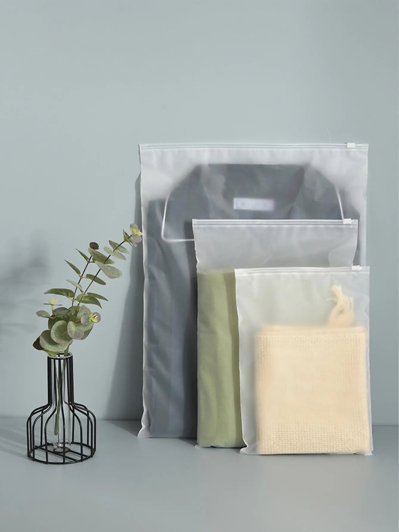 Cravinc 10pcs Clothes Organizer Set in Transparent Zipper Storage Bags