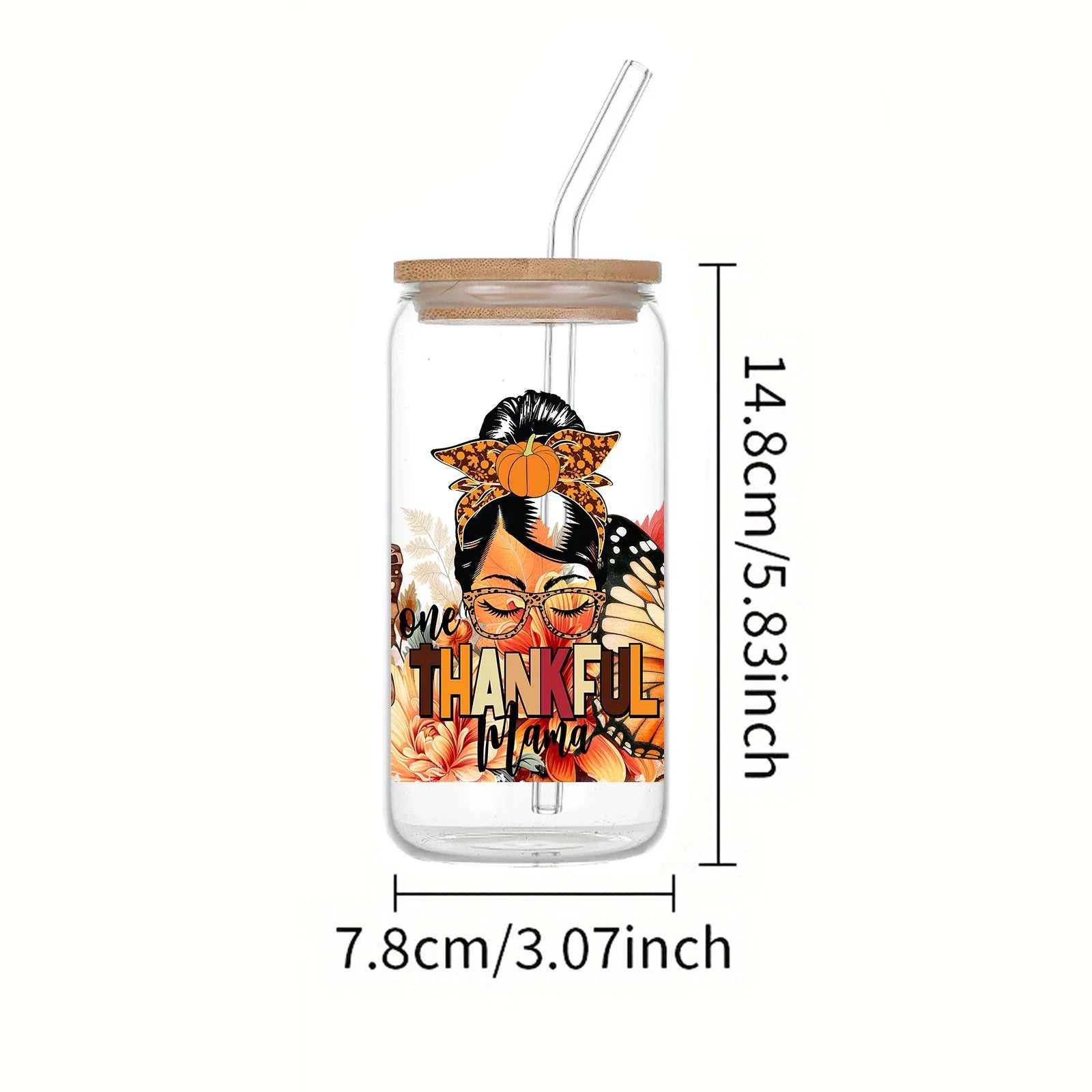 Cravinc 16oz Drinking Glass Coffee Tumbler with Lid & Straw - Perfect Gift for Mom