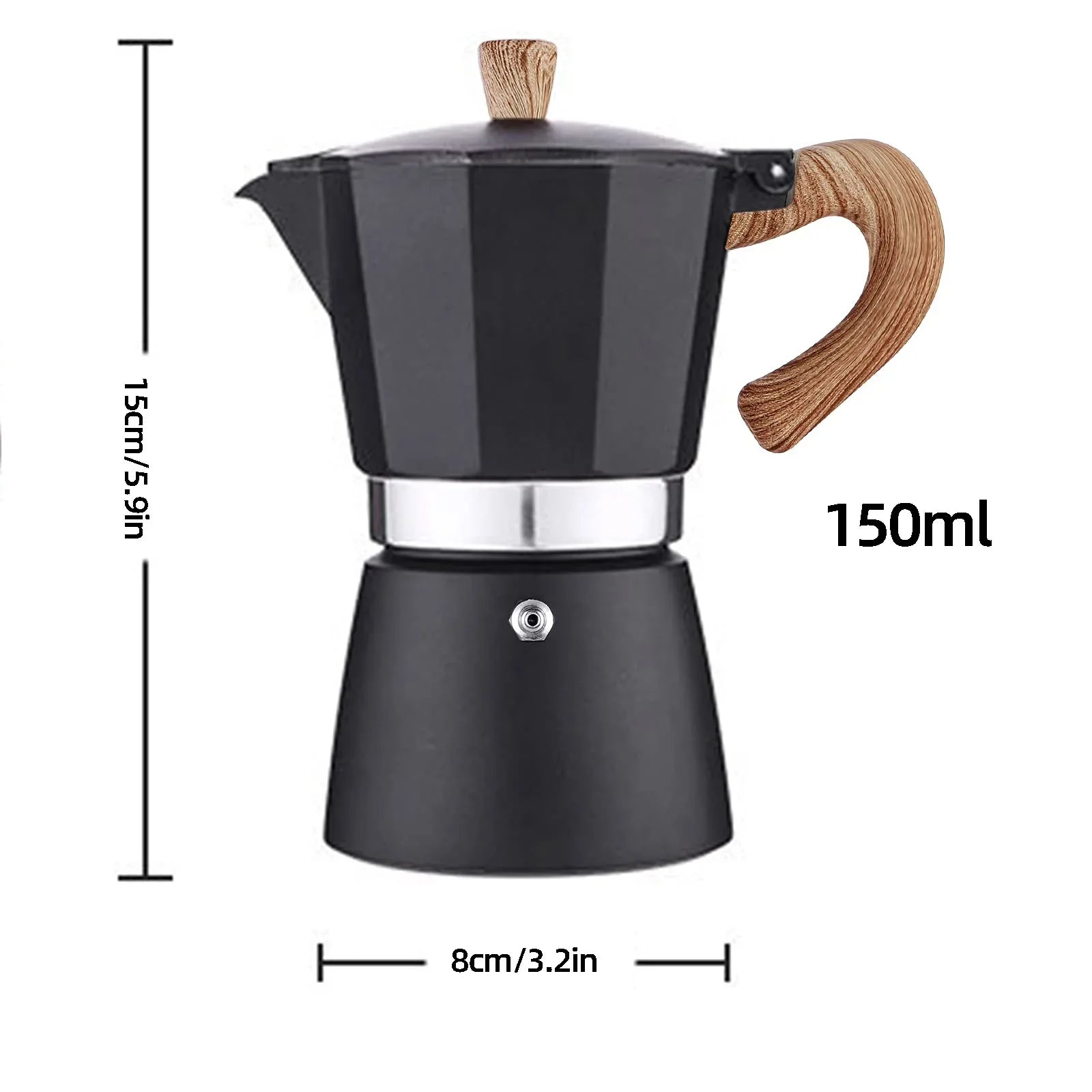 Cravinc 150ml Moka Pot Espresso Maker, Stovetop Coffee Percolator - Stovetop Manual Brewing