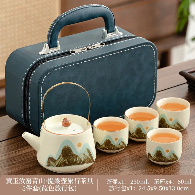 Ceramic Travel Tea Set by Cravinc: Portable Kung Fu Tea Set with Kuaike Cup