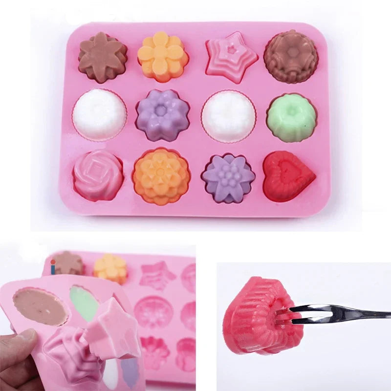 Cravinc 12-Hole Flowers Silicone Mold for Baking & Decorating Various Treats