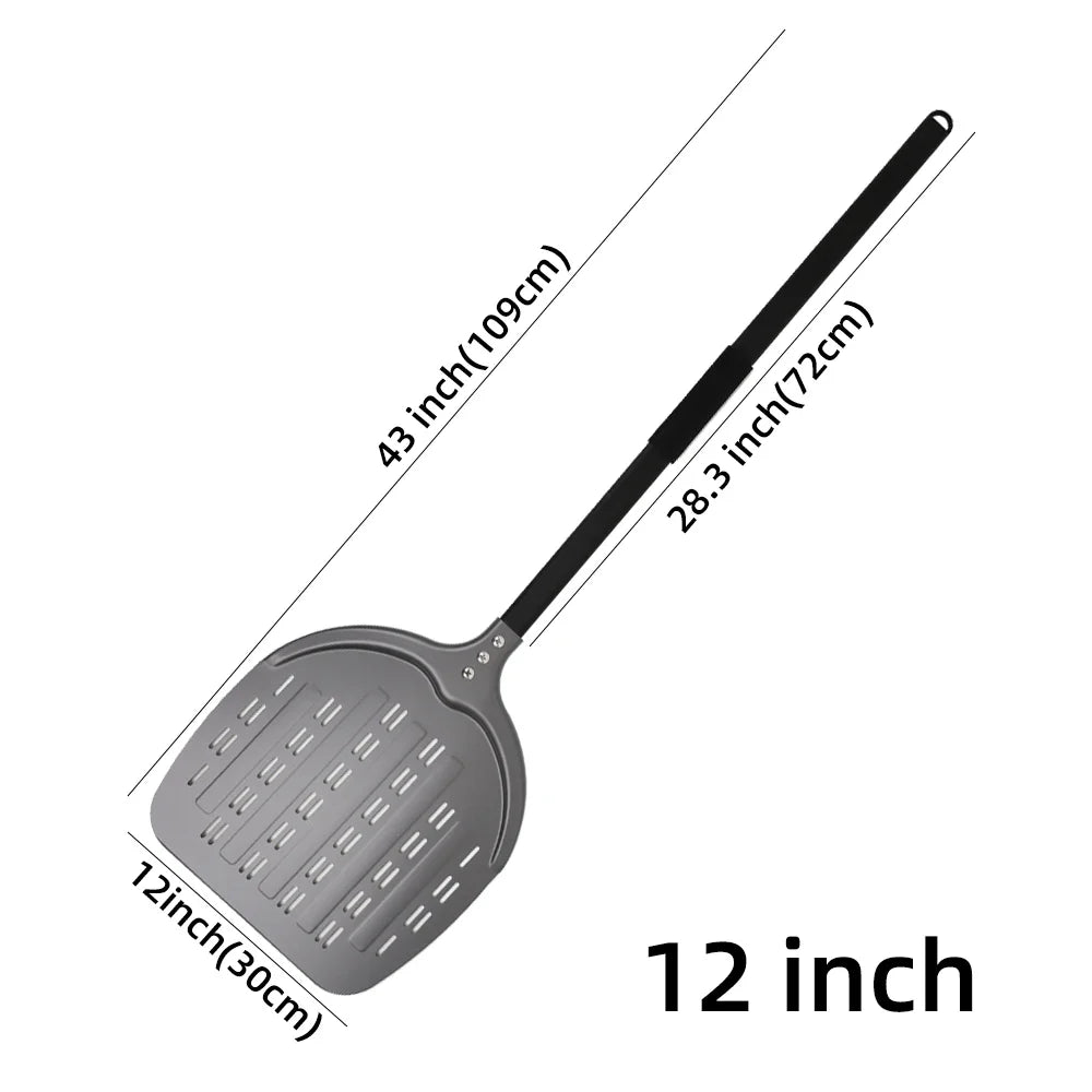 Cravinc 12" Aluminum Pizza Peel Perforated Paddle Nonstick Baking Tool