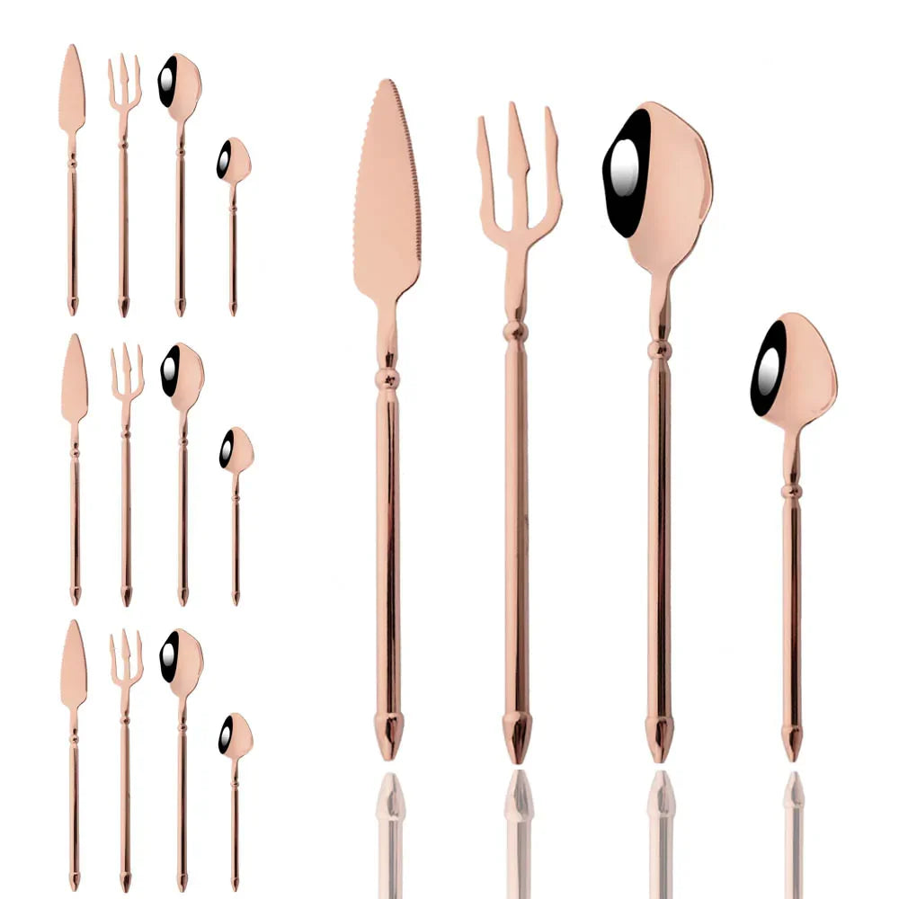 Cravinc 16-Piece Mirror Gold Cutlery Set: Western Stainless Steel Luxury Flatware Tableware