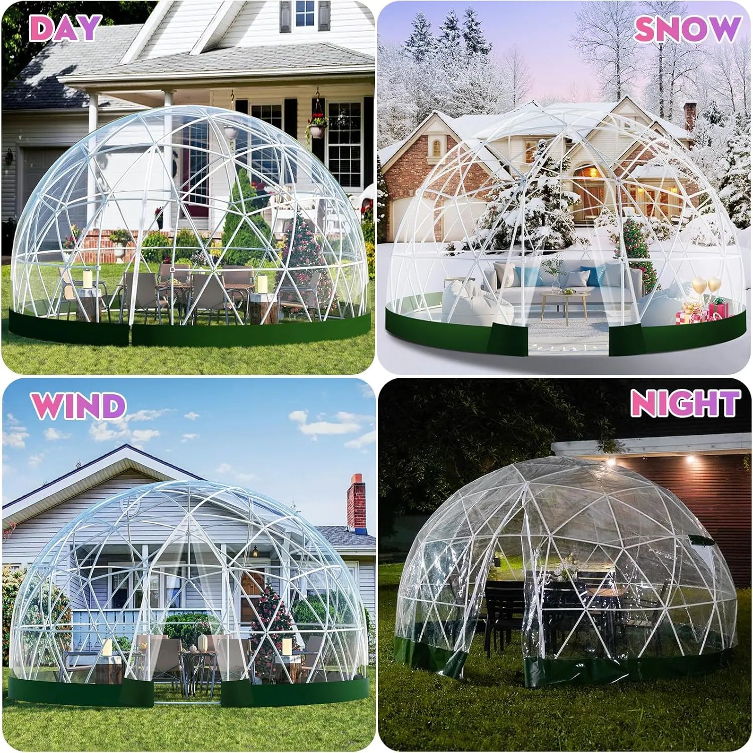 Cravinc 12Ft Garden Dome Greenhouse, Waterproof Bubble Tent House