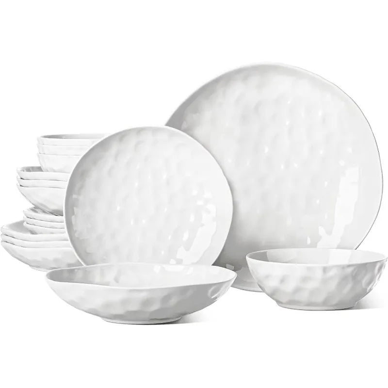 Cravinc 16-Piece Dinnerware Set for 4, High-fired Plates and Bowls for Dessert, Salad, Pasta