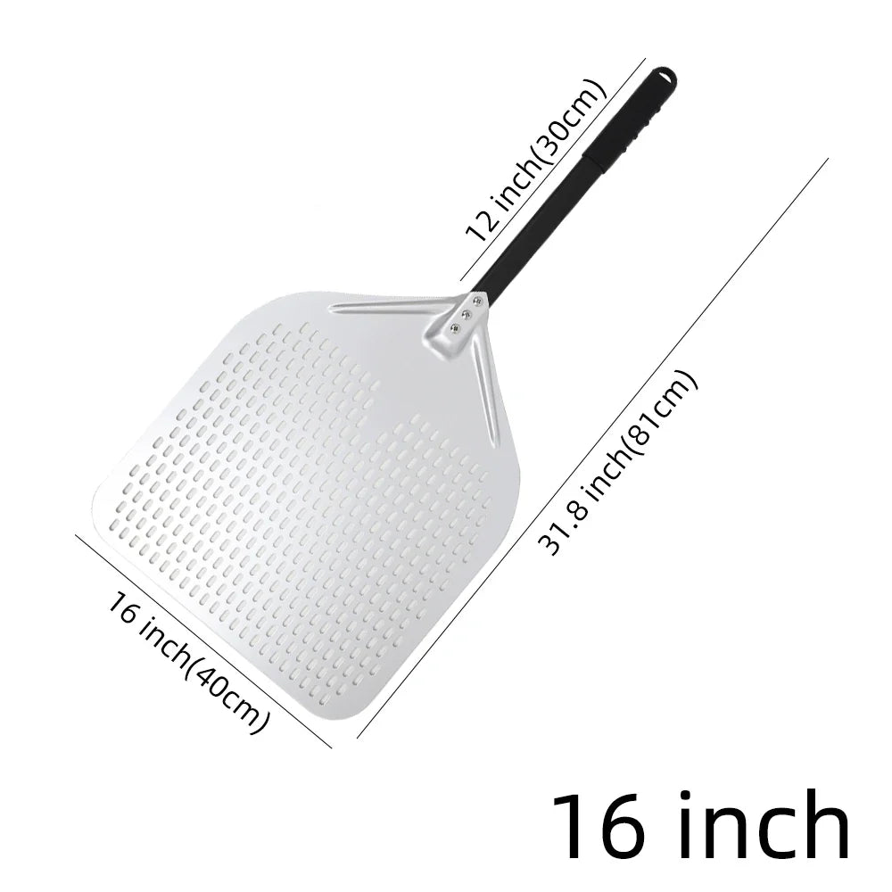 Cravinc 16" Perforated Pizza Peel with Metal Handle - Nonstick Kitchen Tool