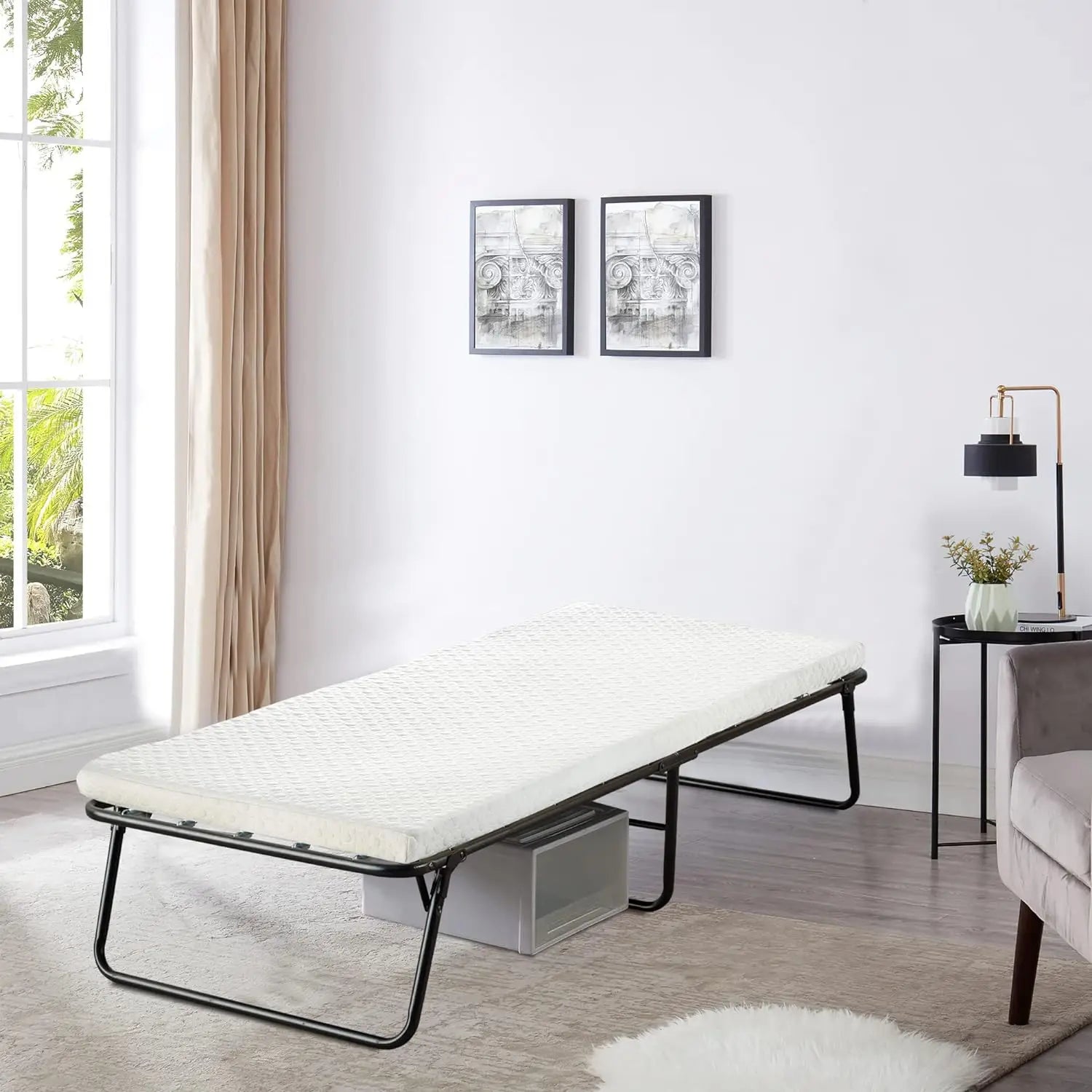 Cravinc 14” Folding Bed with Memory Foam Mattress and Sturdy Metal Frame