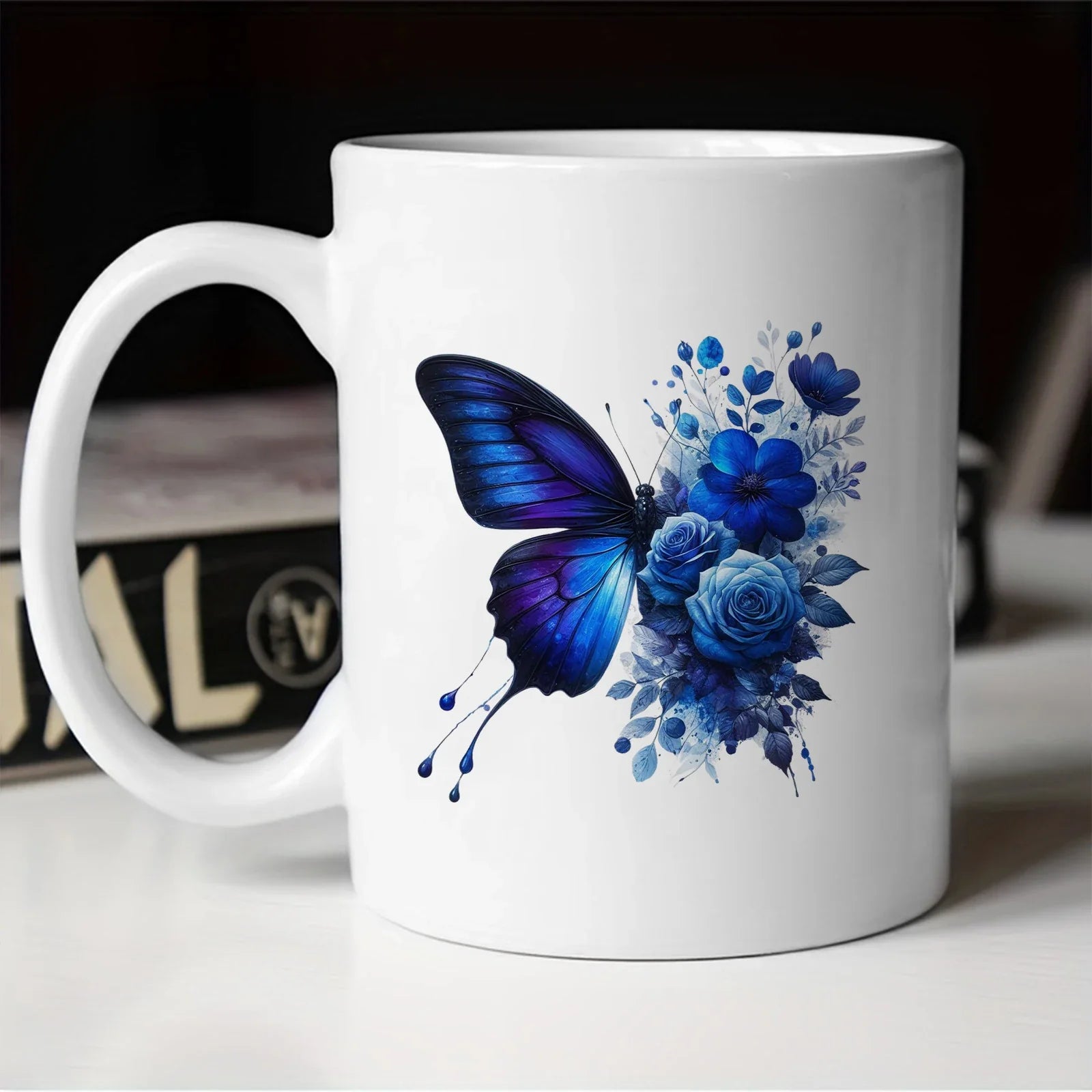 Cravinc 11oz Butterfly Pattern Ceramic Coffee Mug - Colorful Kitchen Drinkware