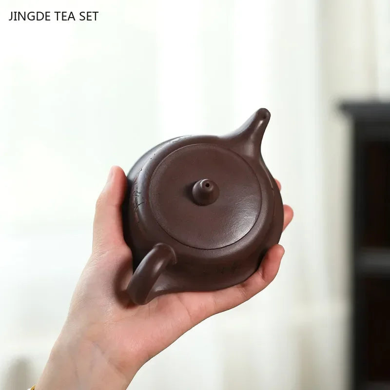 Cravinc 160ML Purple Clay Teapot Handmade Zisha Tea Set Retro Master Ball Hole