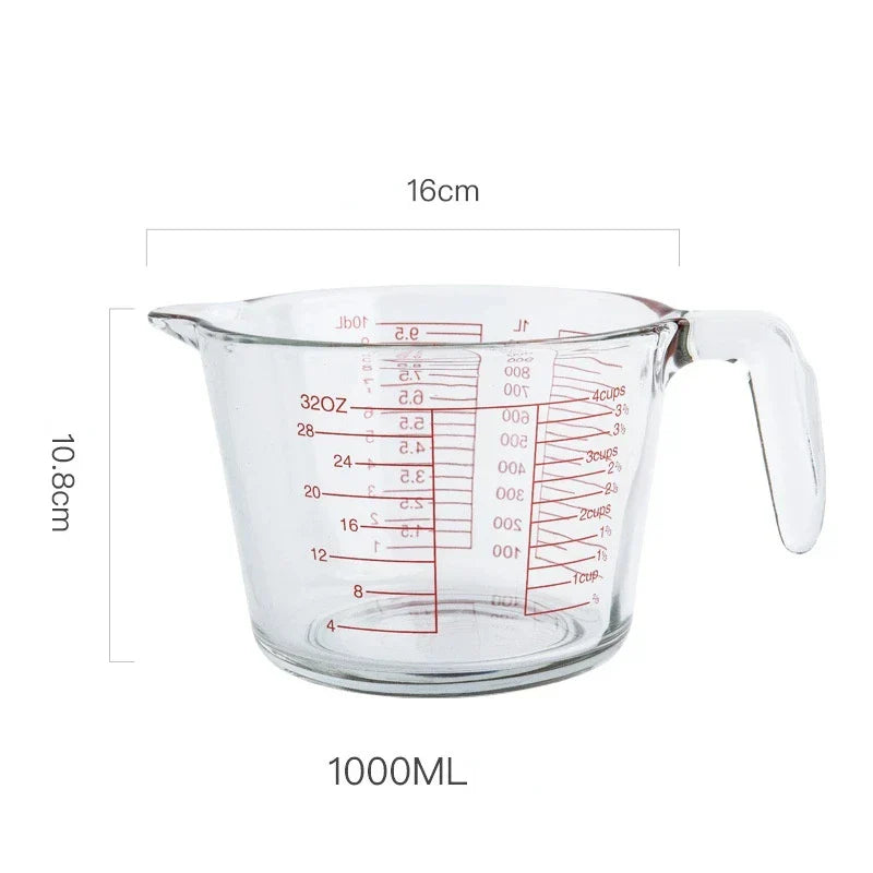 Cravinc 1000ml Glass Measuring Cup Kitchen Accessory with Scale, Microwave Safe