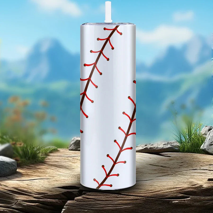 Baseball Pattern Stainless Steel Water Cup & Thin Bottle Set by Cravinc