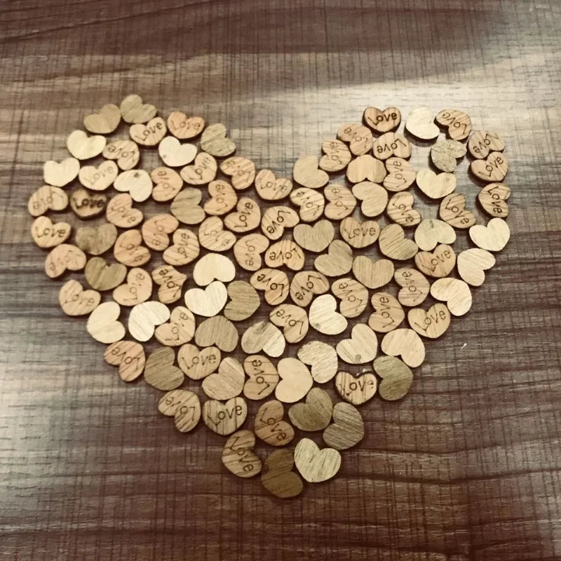 Cravinc 100Pcs Wooden Love Heart Table Scatter Wedding Party DIY Decor