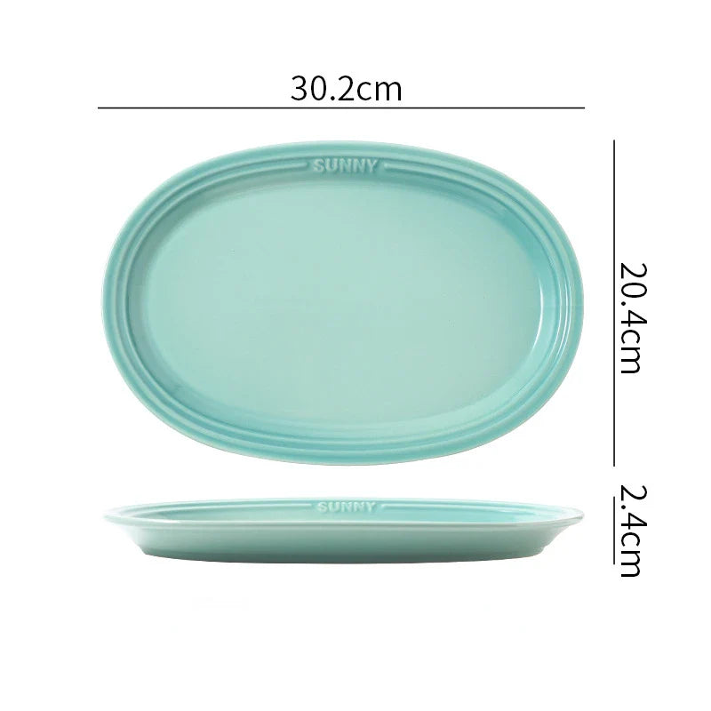 Cravinc 12in Oval Ceramic Serving Platter - Ideal for Dessert, Appetizer, Meat, and Entertaining