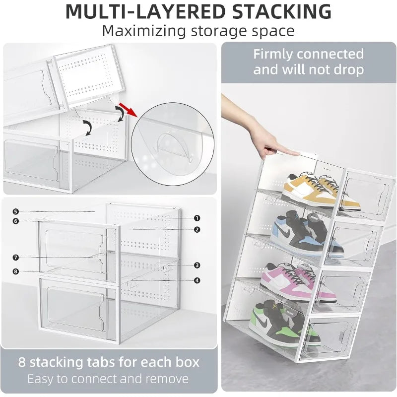 Clear Stackable Plastic Organizer Bins - Cravinc Space Saving Storage Solution for Closet