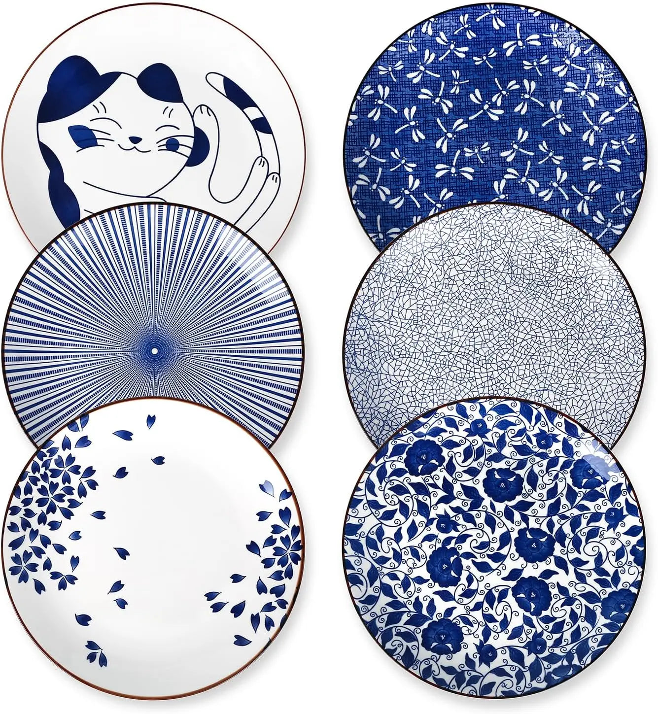 Cravinc 10" Porcelain Dinner Plates, Set of 6