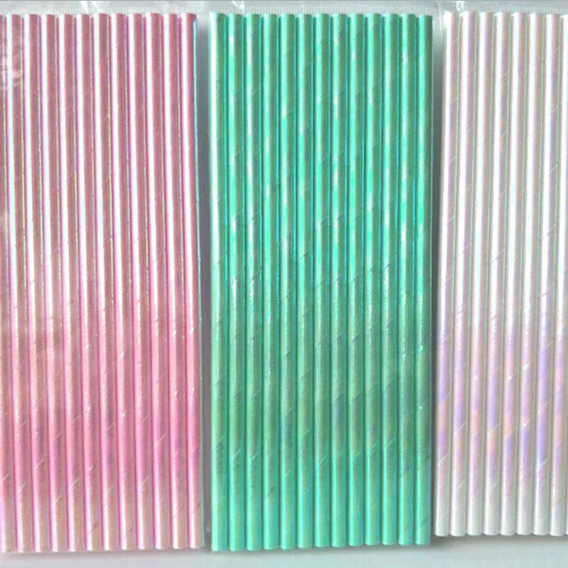 25pcs Cravinc Metallic Foil Paper Straws: Glitter Rainbow Birthday Wedding Cake Pop