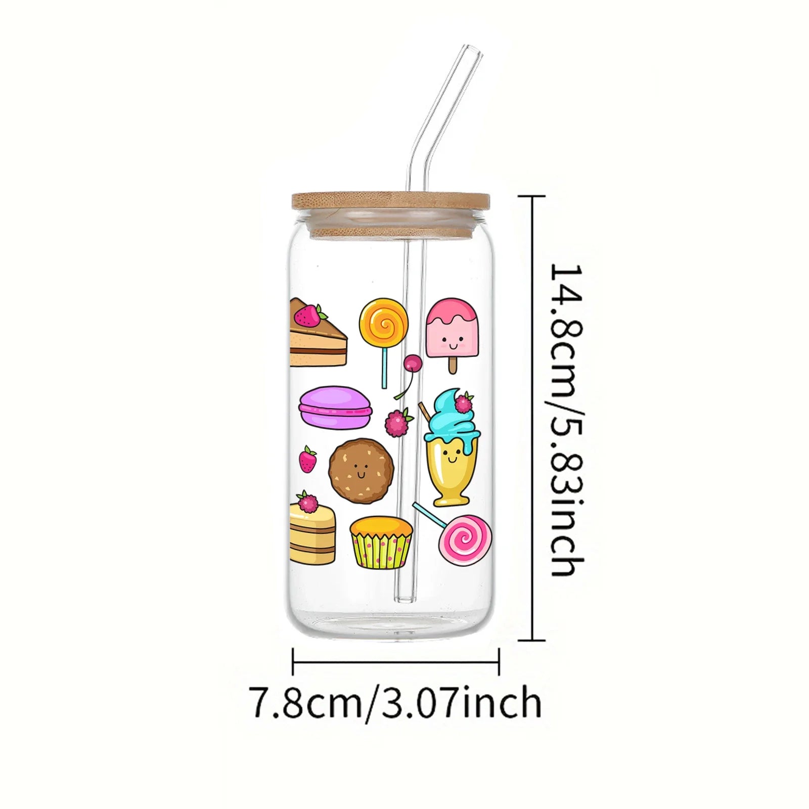 Cravinc 16oz Fruit Dessert Glass with Bamboo Lid and Straw - Drinkware Gift