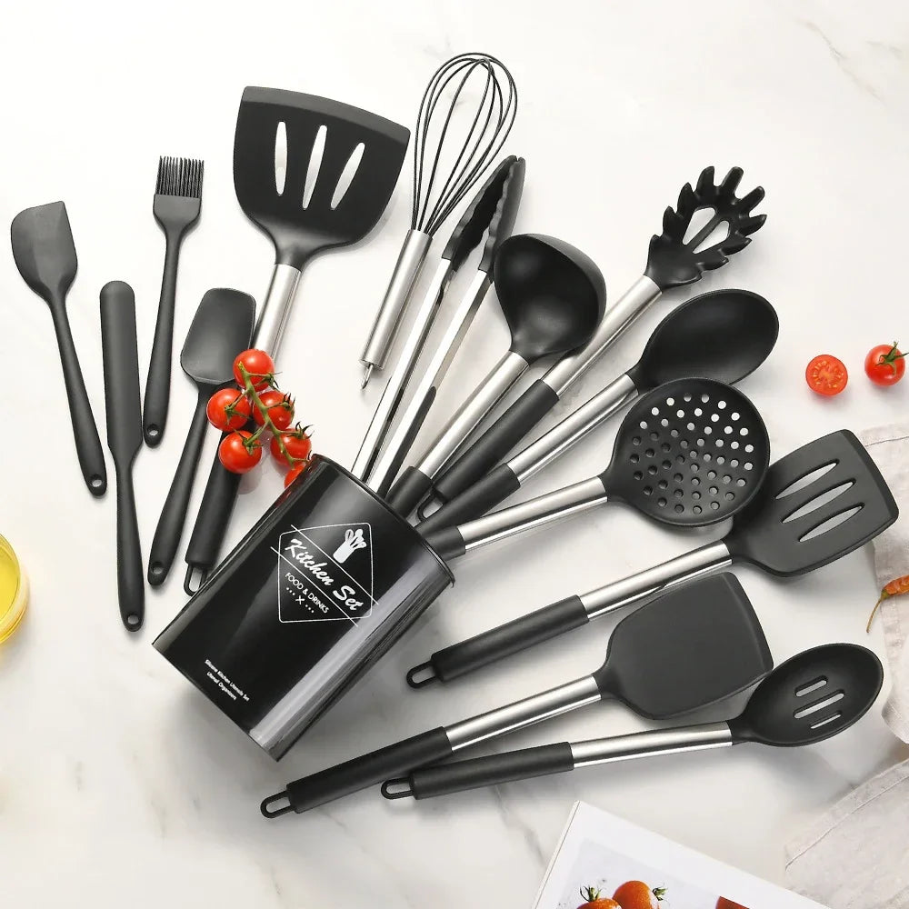 Cravinc 15-Piece Silicone Kitchenware & Stainless Steel Cooking Set