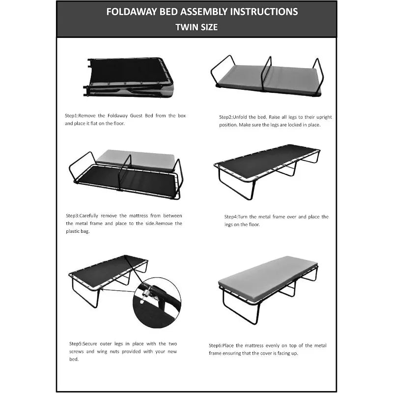 Cravinc 14” Folding Bed with Memory Foam Mattress and Sturdy Metal Frame