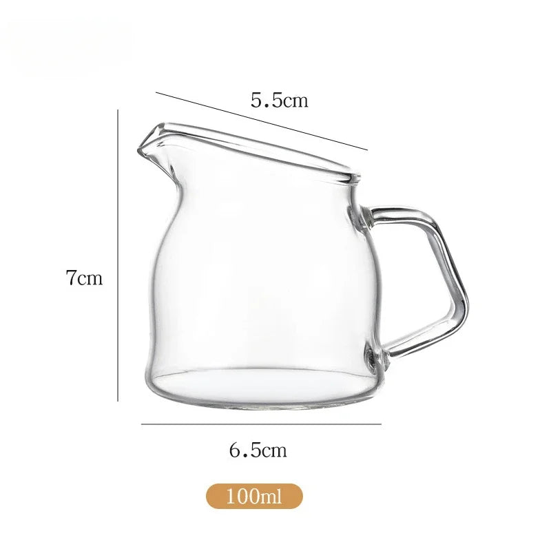 Cravinc 100ML Mini Coffee Cup with Handle - Transparent Handmade Brewing Latte Calf Milk Pot