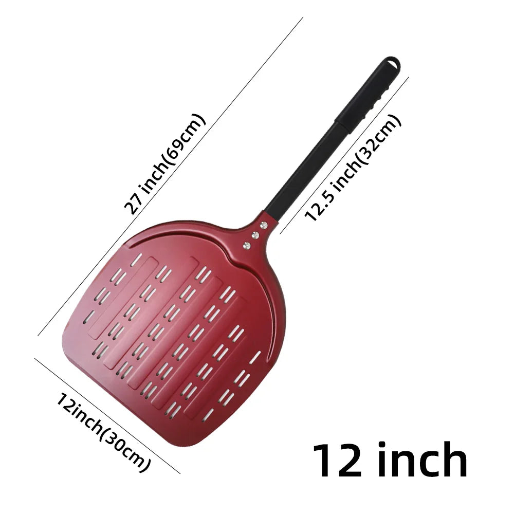 Cravinc 12" Aluminum Pizza Peel Perforated Paddle Nonstick Baking Tool