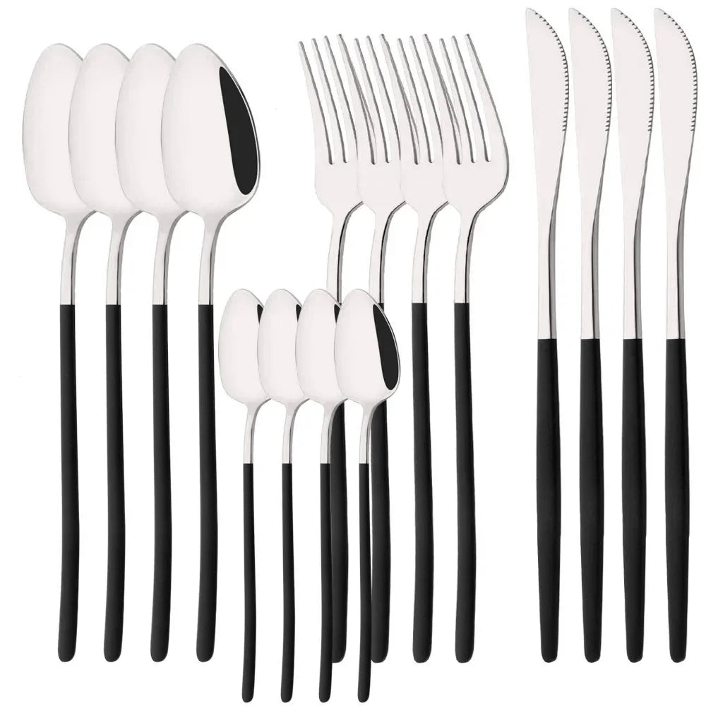 Cravinc 16-Piece Stainless Steel Mirror Cutlery Set for Western Dining