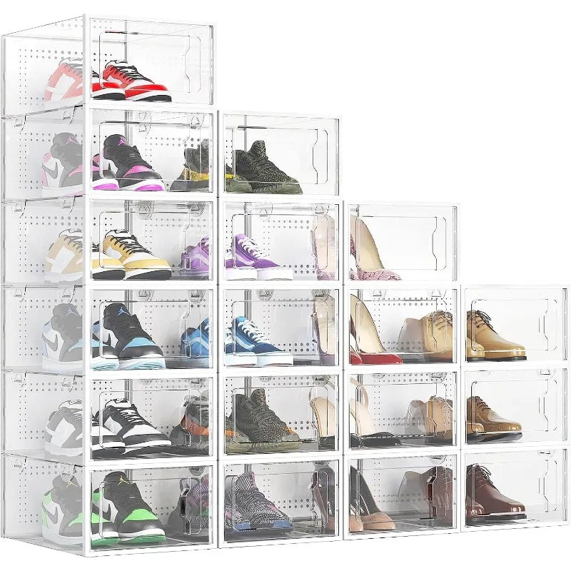 Clear Stackable Plastic Organizer Bins - Cravinc Space Saving Storage Solution for Closet