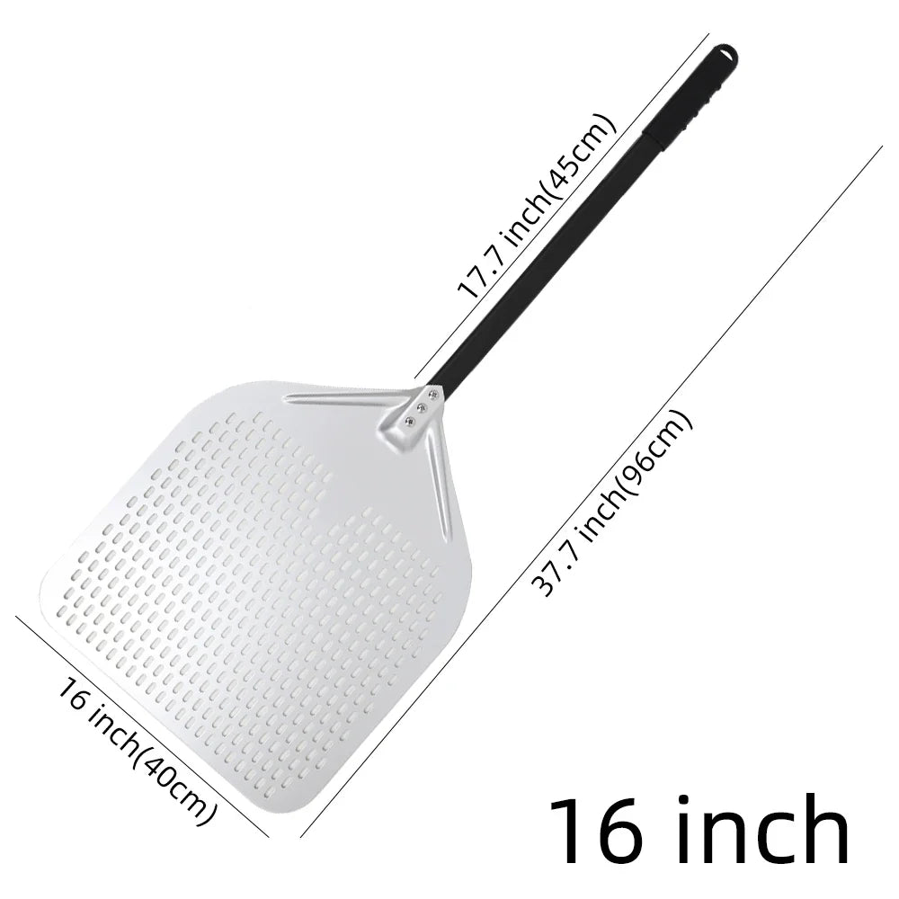 Cravinc 16" Perforated Pizza Peel with Metal Handle - Nonstick Kitchen Tool