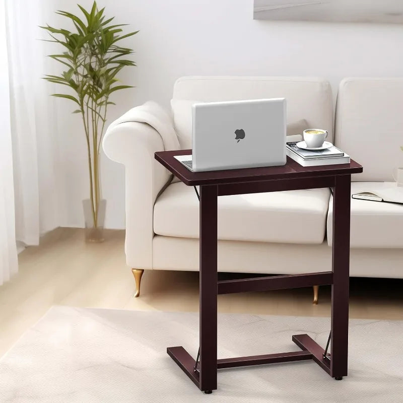 Bamboo C-Shaped TV Tray Table by Cravinc: Foldable, Slide Under Couch, Small Sofa Laptop Desk