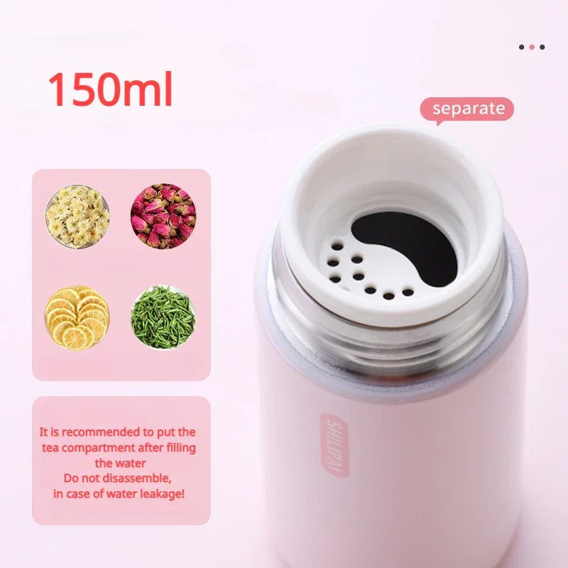 Cravinc 150ml Stainless Steel Thermos Cup Portable Leak-proof Mini Water Bottle