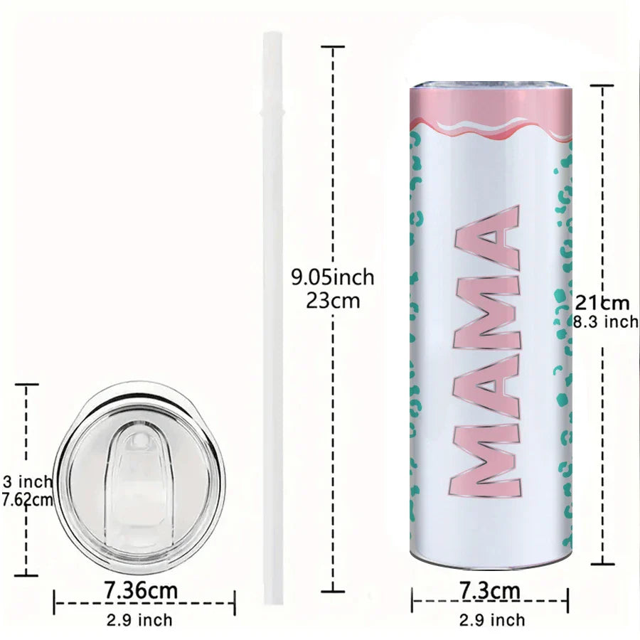 Blue & Pink MAMA Letter Sublimation Tumbler by Cravinc