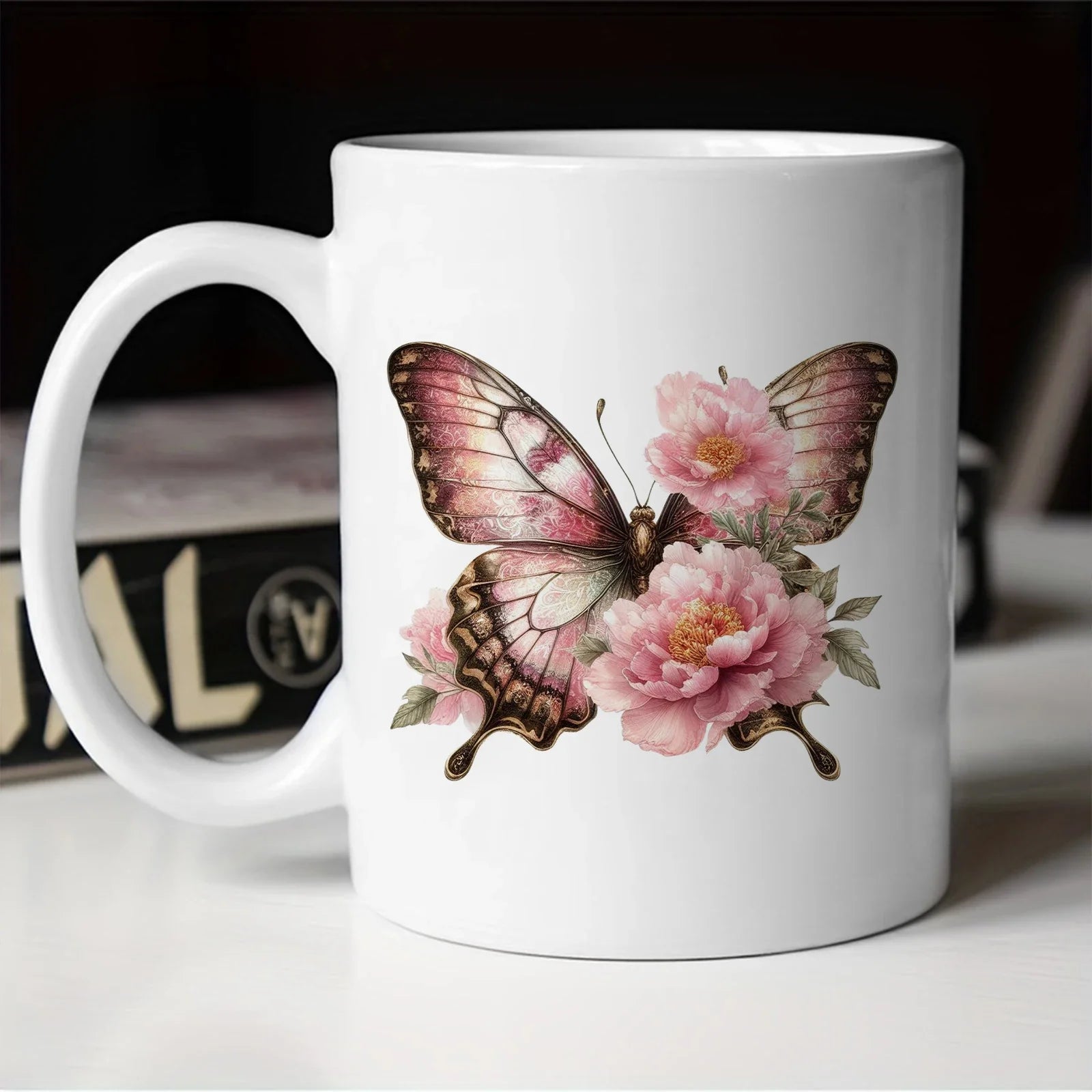 Cravinc 11oz Butterfly Pattern Ceramic Coffee Mug - Colorful Kitchen Drinkware