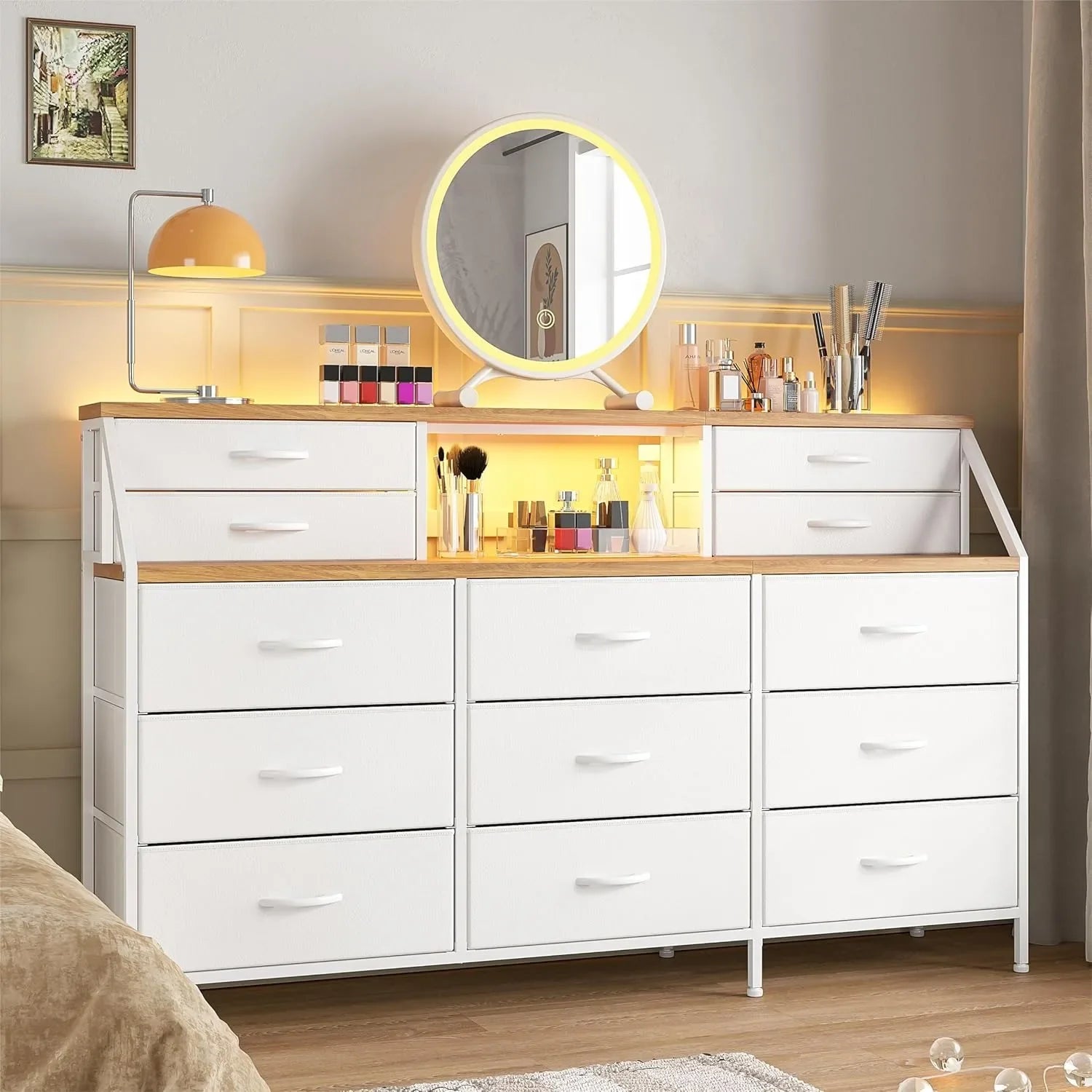 Cravinc 13-Drawer Bedroom Dresser with 2 Shelves