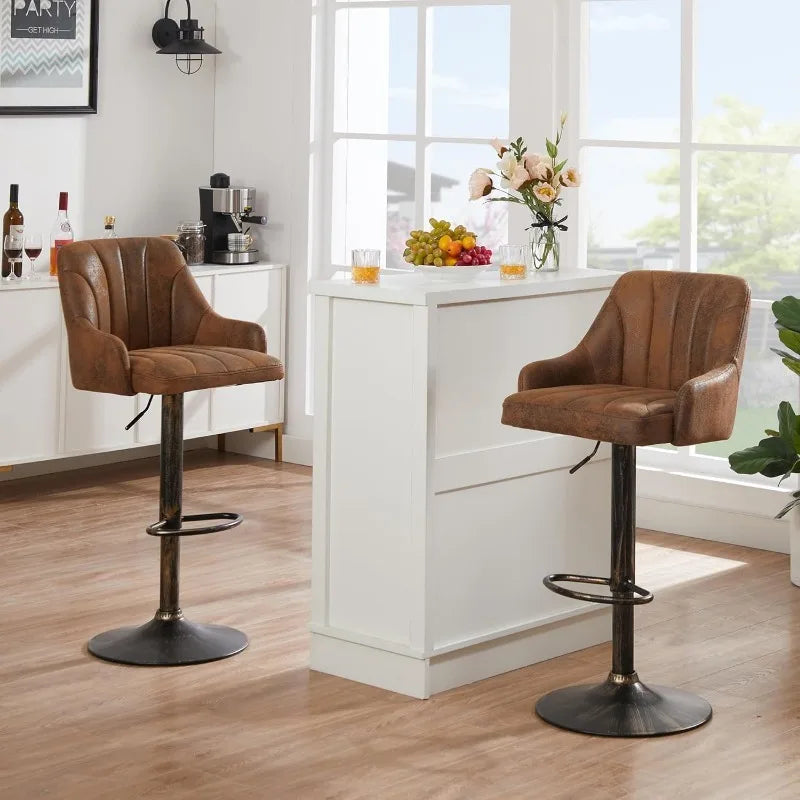 Adjustable Swivel Barstools Set of 4 with Back and Arm by Cravinc