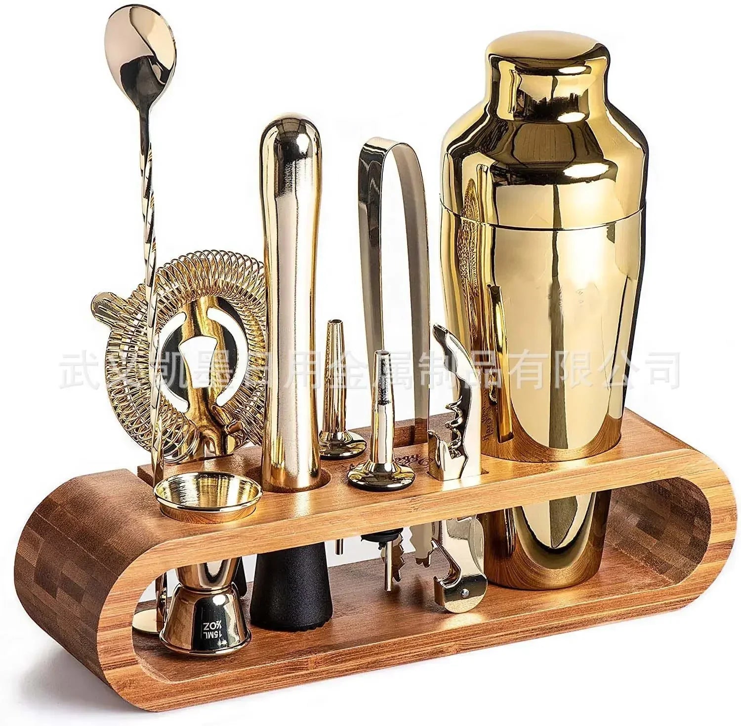 Cravinc 10-Piece Stainless Steel Cocktail Mixer Set in Bamboo Frame