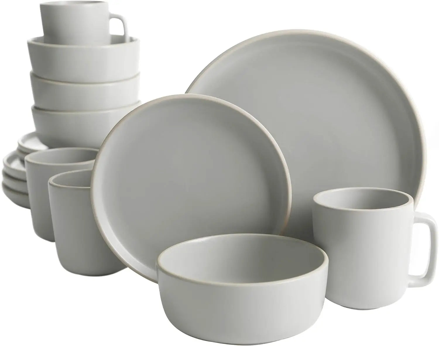 Cravinc 16-Piece Round Matte Stoneware Dinnerware Set for 4, Green