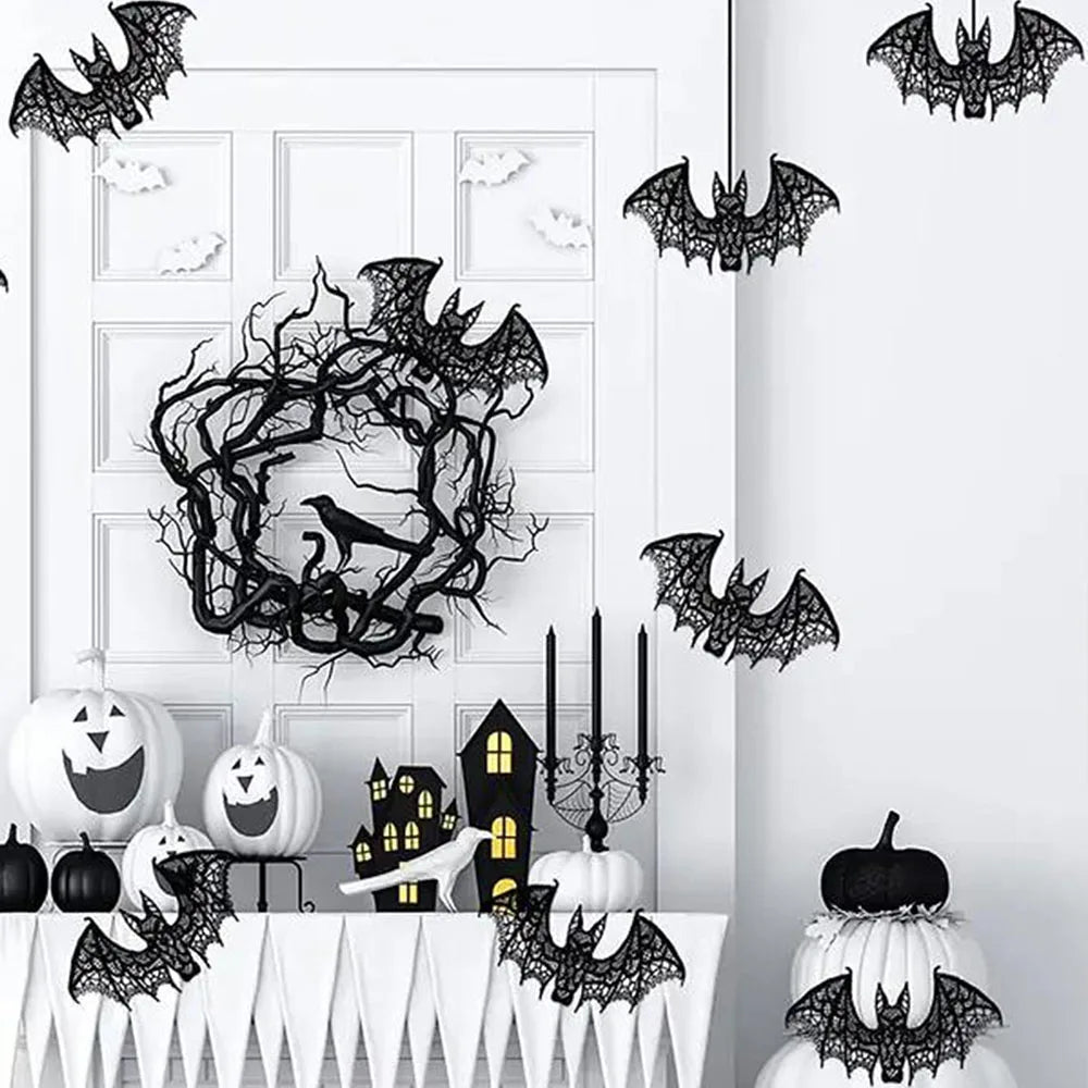 Black Lace Halloween Bat Ghost Festival Decoration by Cravinc