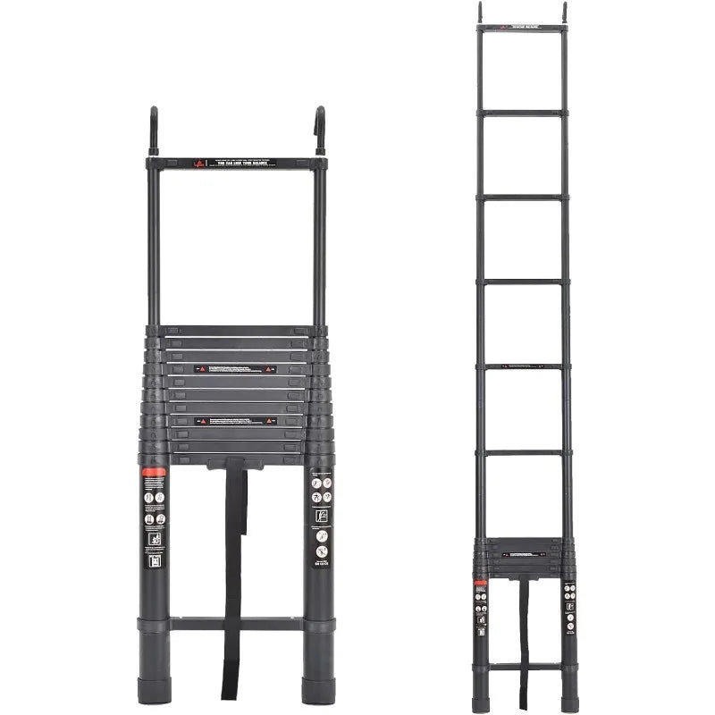 Cravinc 16.4FT Telescoping Ladder with Hooks, 330lbs Capacity, Adjustable Height - Portable Home Extension